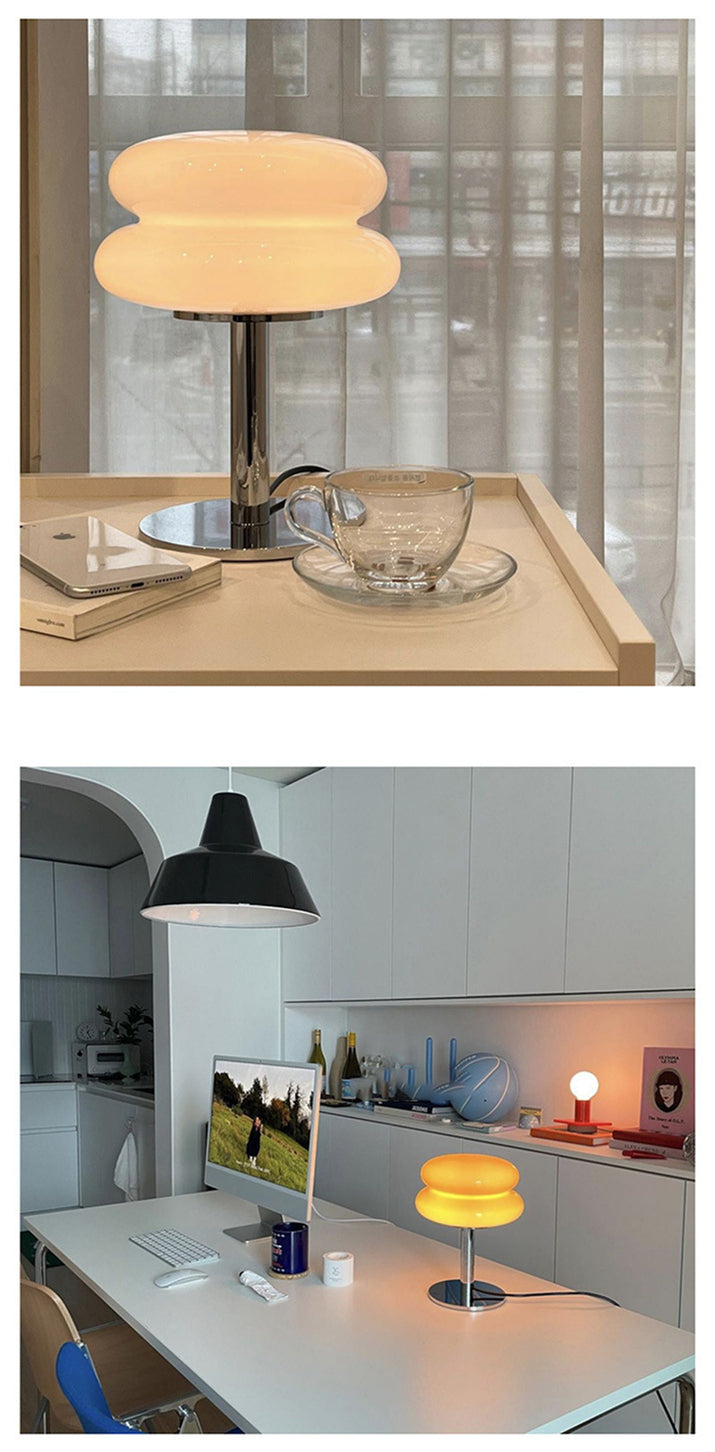 DESIGNER GLASS TABLE LAMP - AMBIENT LED LAMP FOR BEDROOM AND STUDY-Yellow-The Livary