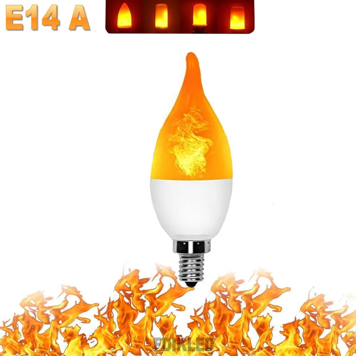 LED FLAME LIGHT PARTY LAMP - 4 MODES SIMULATING FIRE-E14 3Modes A-The Livary
