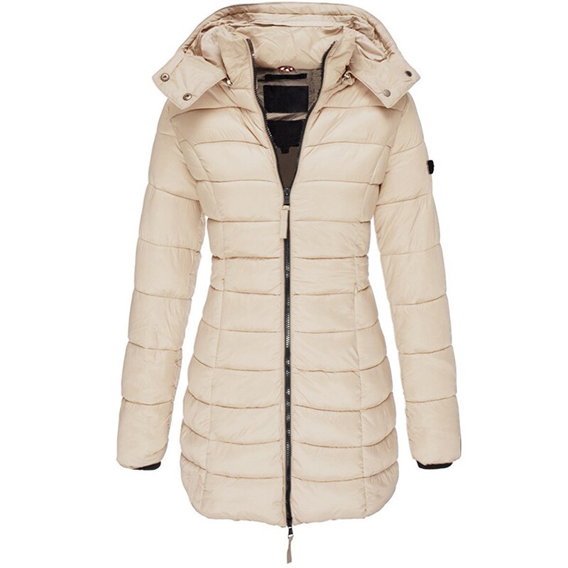 Warm Ladies Down Jacket with Hood - Olivia-Khaki-S-The Livary