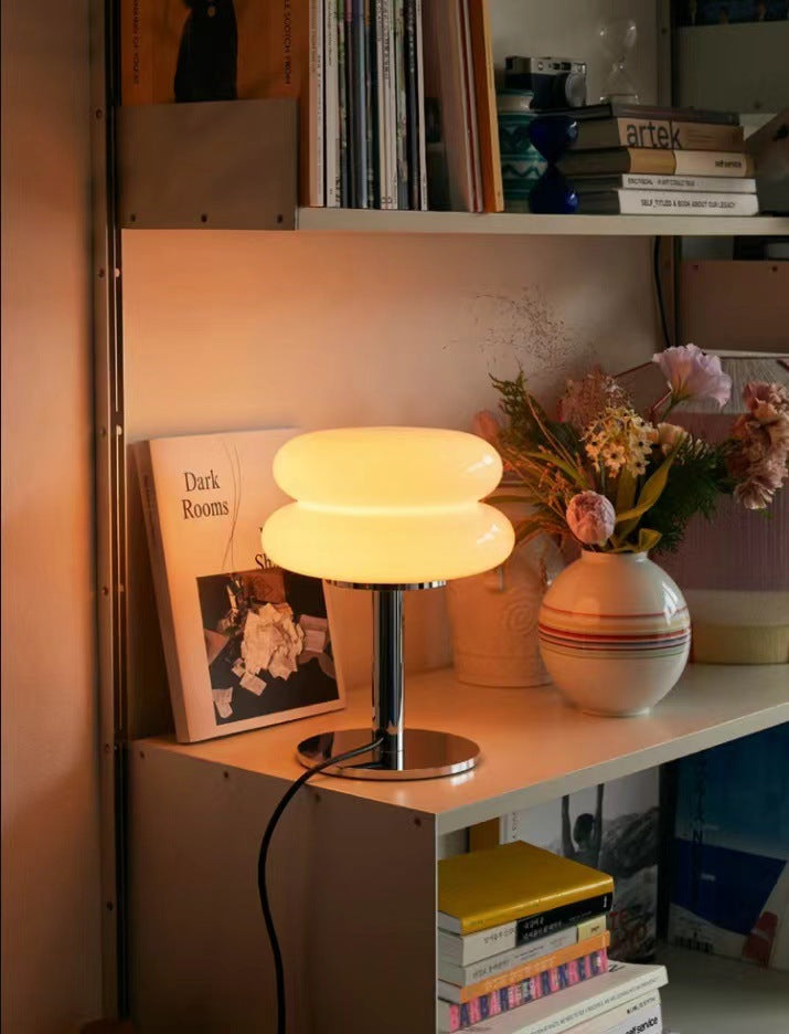 DESIGNER GLASS TABLE LAMP - AMBIENT LED LAMP FOR BEDROOM AND STUDY-Yellow-The Livary