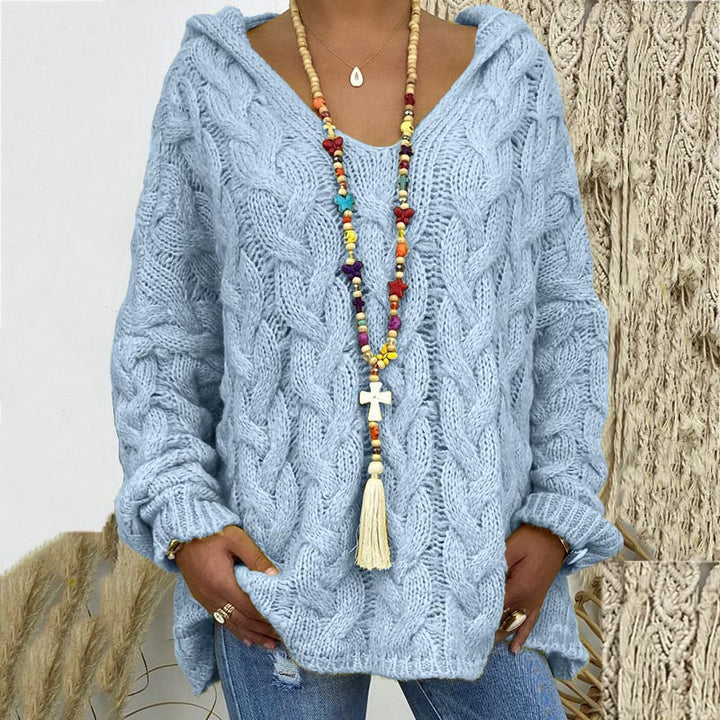 Timeless Cable Knit Sweater for Women - Maelle-Light blue-S-The Livary