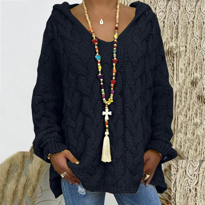 Timeless Cable Knit Sweater for Women - Maelle-Black-S-The Livary