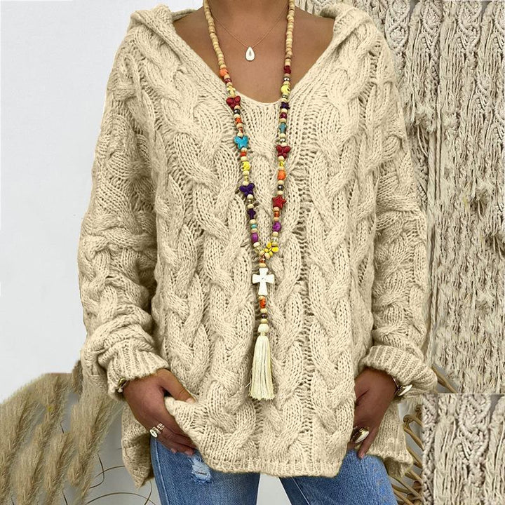 Timeless Cable Knit Sweater for Women - Maelle-Beige-S-The Livary