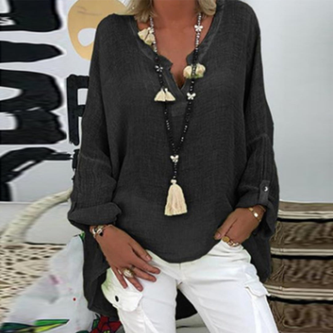 Stylish women's linen blouse – Elodie-Black-S-The Livary