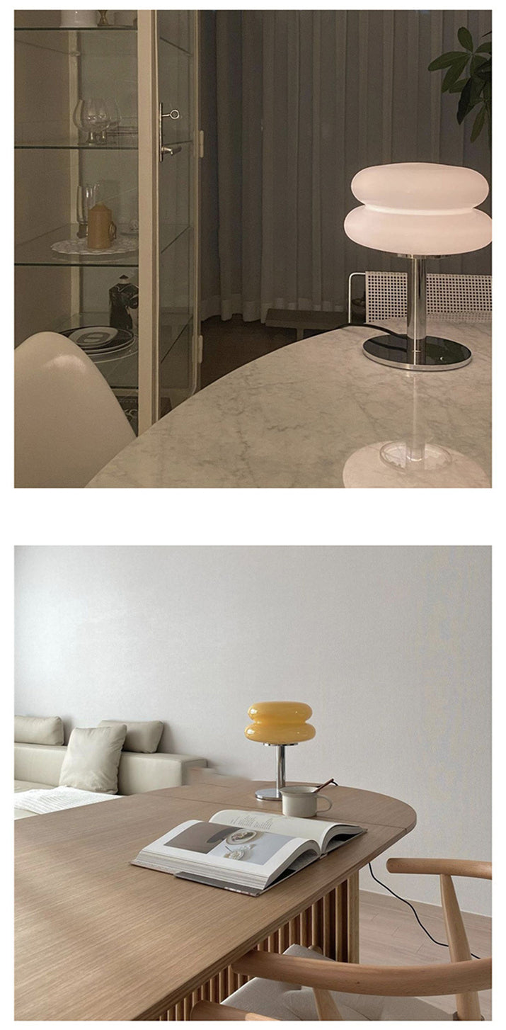 DESIGNER GLASS TABLE LAMP - AMBIENT LED LAMP FOR BEDROOM AND STUDY-Yellow-The Livary