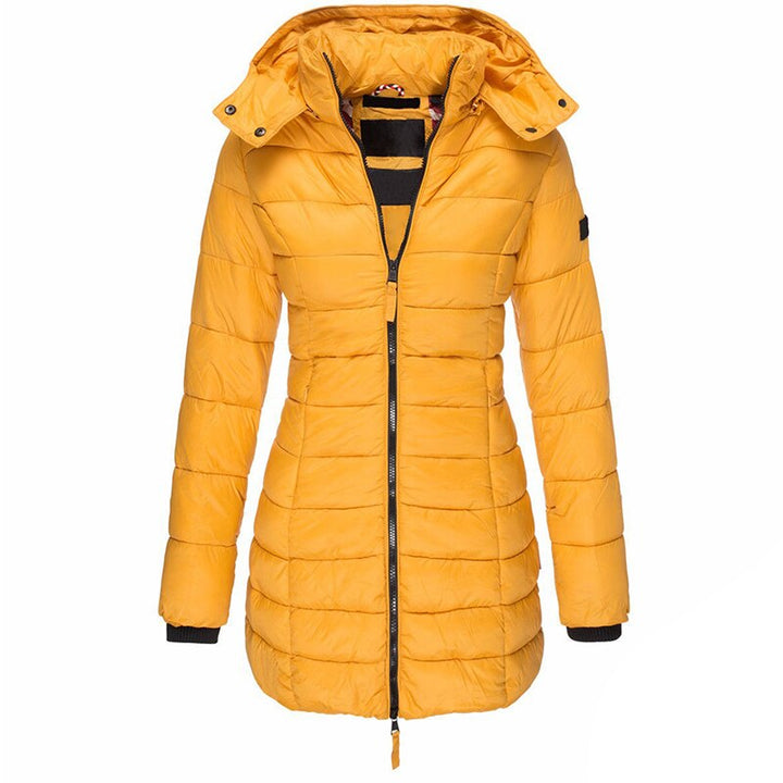 Warm Ladies Down Jacket with Hood - Olivia-Yellow-S-The Livary