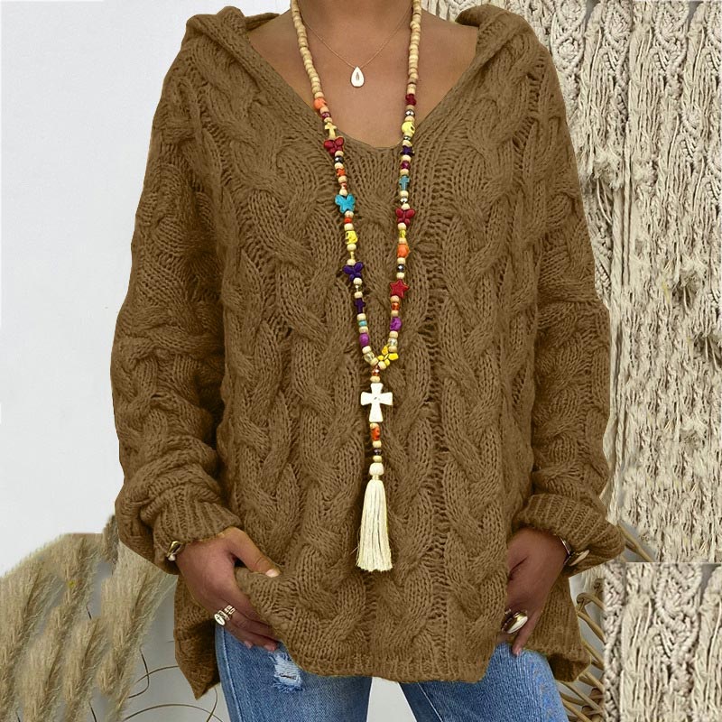 Timeless Cable Knit Sweater for Women - Maelle-Coffee-S-The Livary