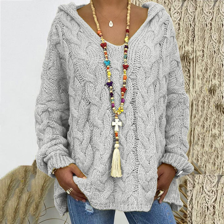 Timeless Cable Knit Sweater for Women - Maelle-Light grey-S-The Livary