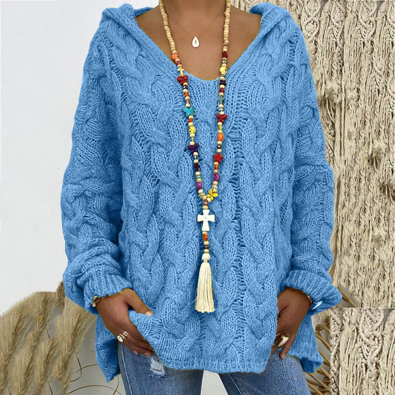 Timeless Cable Knit Sweater for Women - Maelle-Blue-S-The Livary