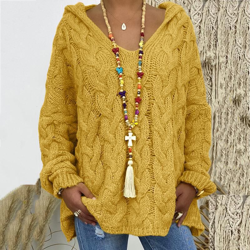 Timeless Cable Knit Sweater for Women - Maelle-Yellow-S-The Livary