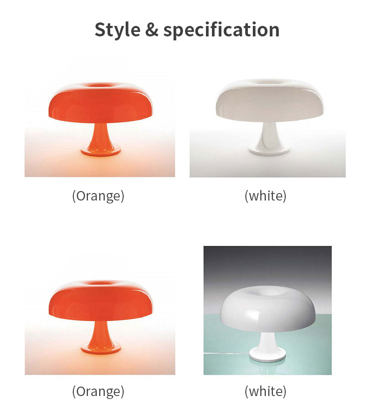DESIGNER LED TOADSTOOL TABLE LAMP - MODERN MINIMALIST FOR BEDROOM & LIVING ROOM-Orange-EU Plug-The Livary