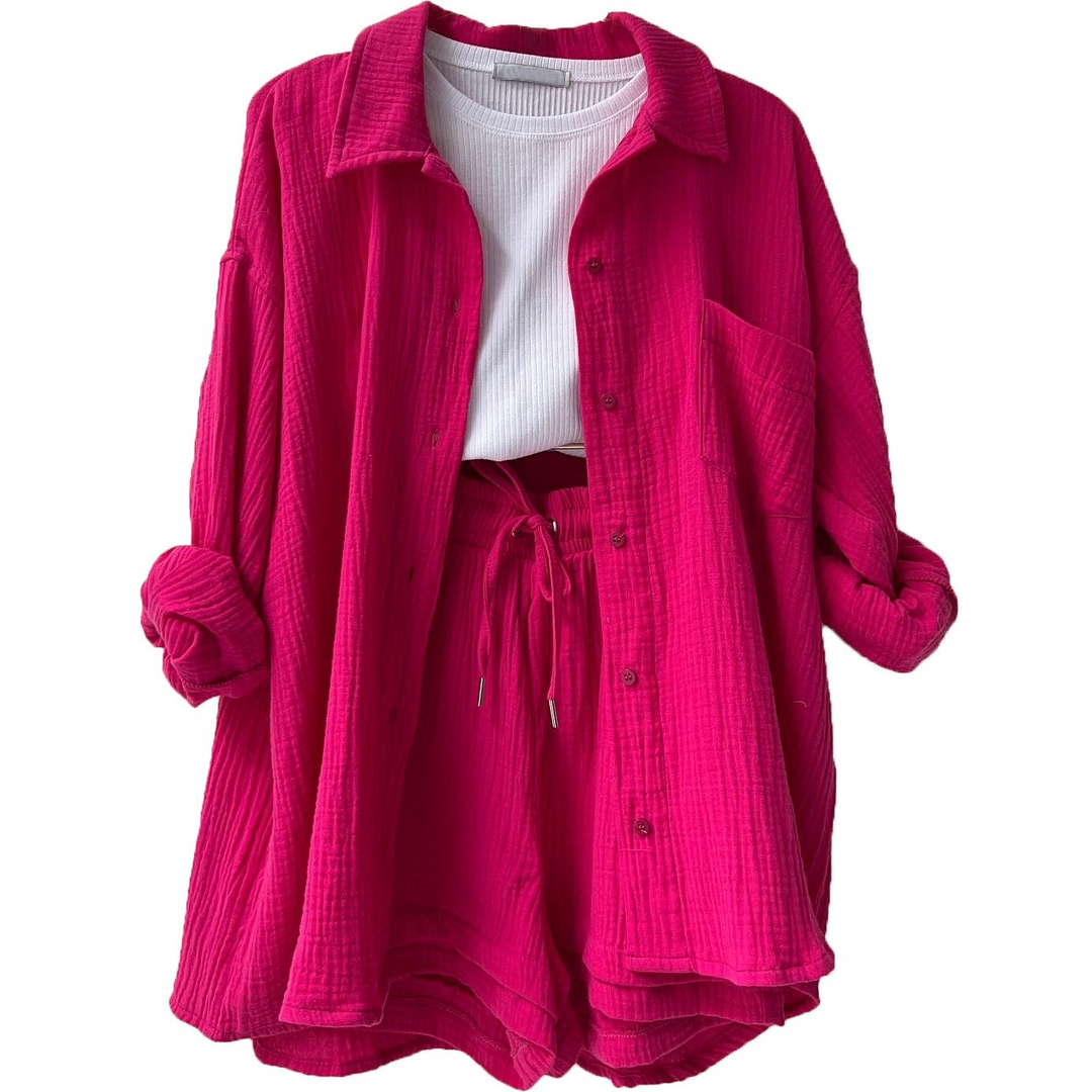 Breathable Cotton Co-Ord Set for Women – Maris-Dark pink-S-The Livary