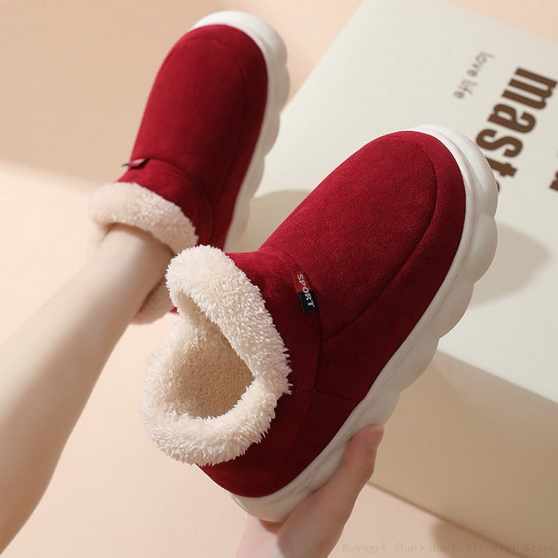 Comfortable Fur Slippers - Sofie-Bordeaux red-3.5-The Livary
