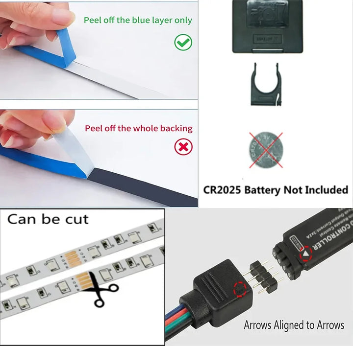 USB LED STRIP WITH COLOUR CHANGING - RGB LIGHT FOR ROOM DECORATION & TV BACKLIGHTING-3-button controller-1m-The Livary