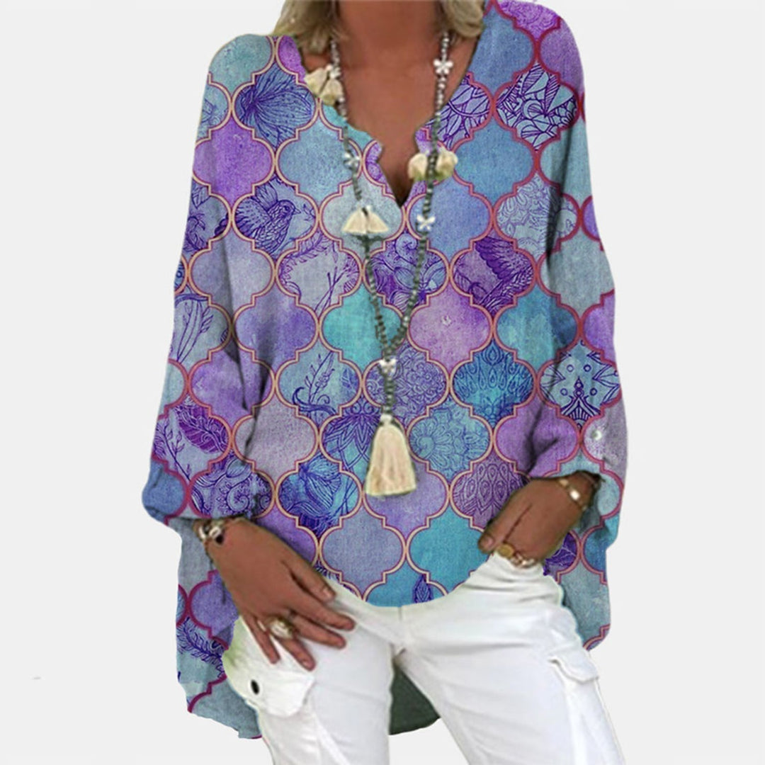 Stylish women's linen blouse – Elodie-Purple Blue-S-The Livary