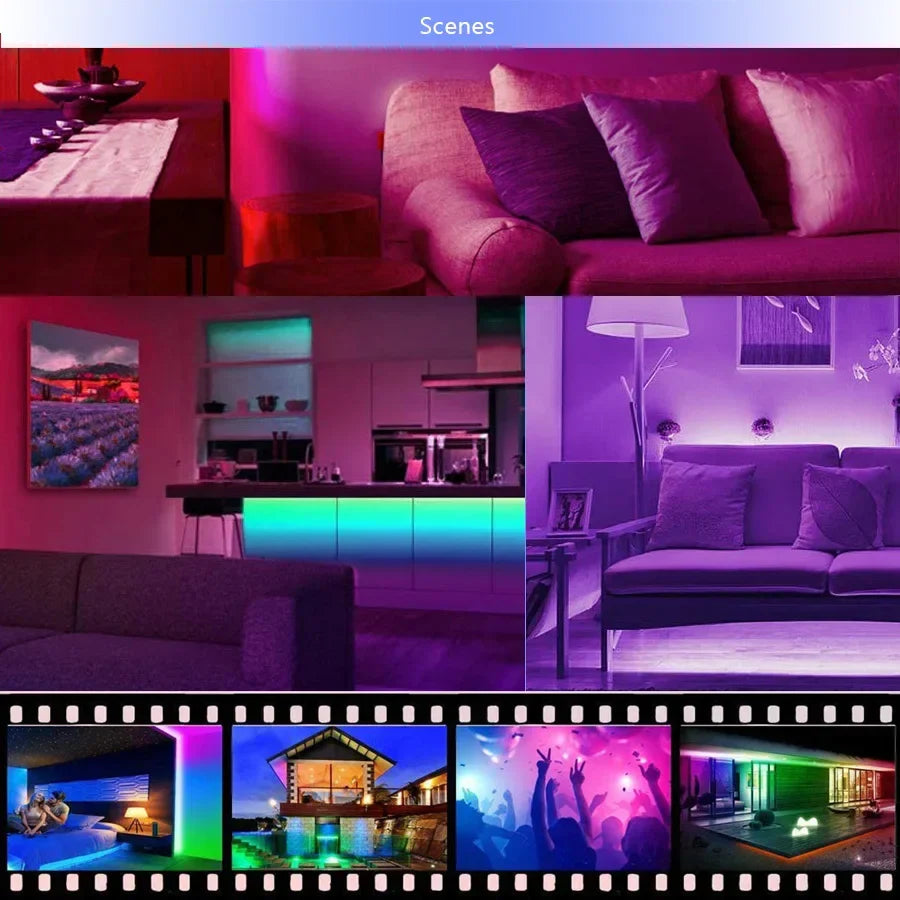 USB LED STRIP WITH COLOUR CHANGING - RGB LIGHT FOR ROOM DECORATION & TV BACKLIGHTING-3-button controller-1m-The Livary