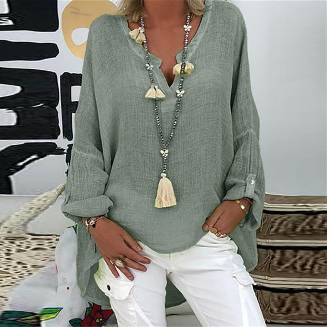 Stylish women's linen blouse – Elodie-Gray-S-The Livary