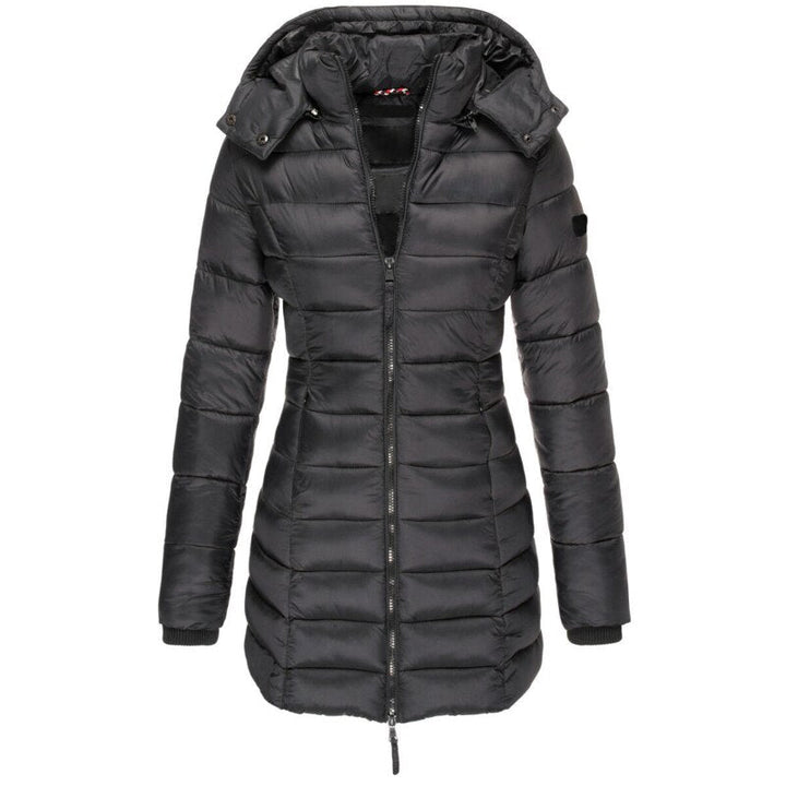 Warm Ladies Down Jacket with Hood - Olivia-Black-S-The Livary
