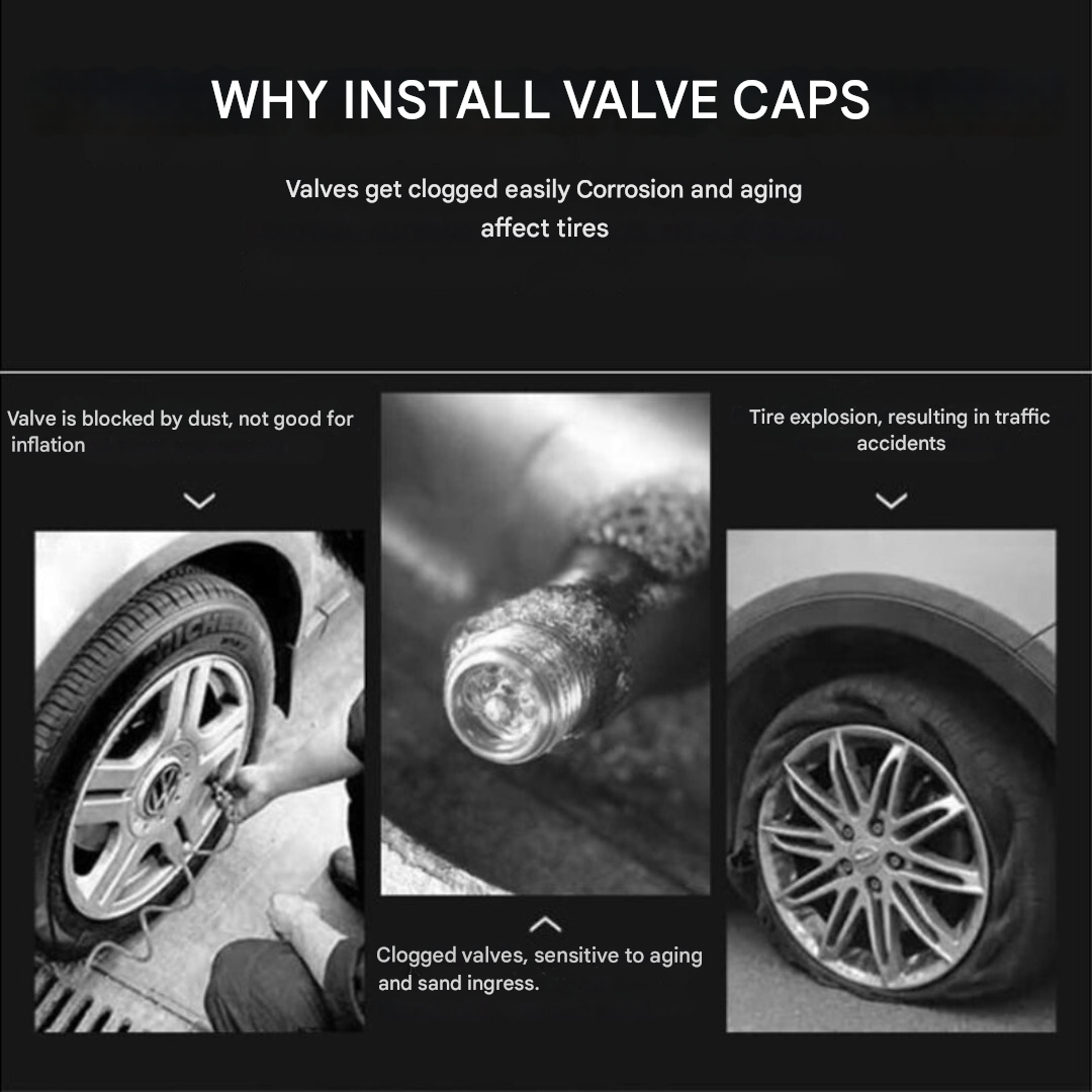 Brand Valve Caps Set (4 Pieces) - WheelTops-Black-Audi-The Livary
