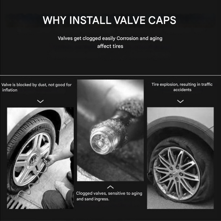 Brand Valve Caps Set (4 Pieces) - WheelTops-Black-Audi-The Livary
