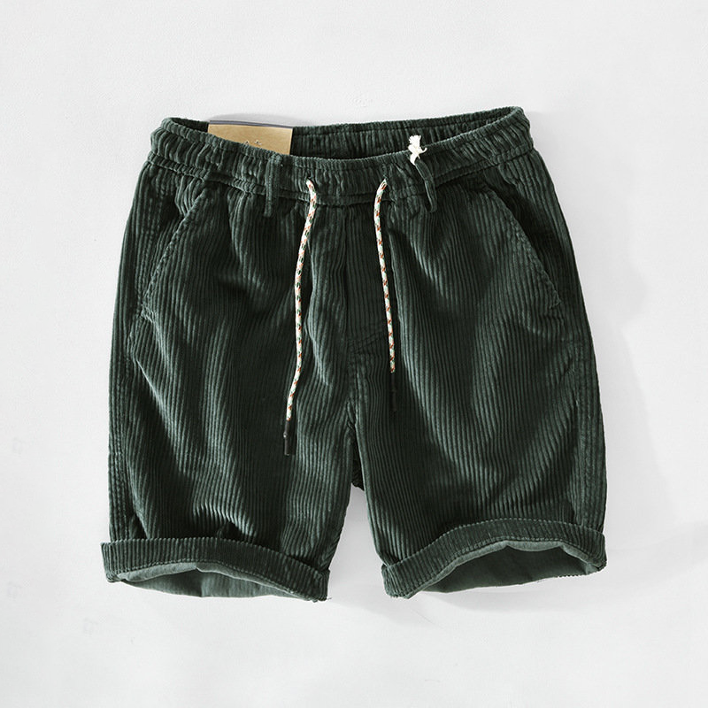 Retro cord shorts for men with a comfortable fit – Raul-Green-S-The Livary