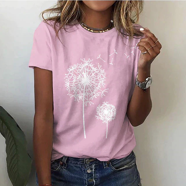 Comfortable women's t-shirt with round neck & soft fabric – Rhea-Pink-2XS-The Livary