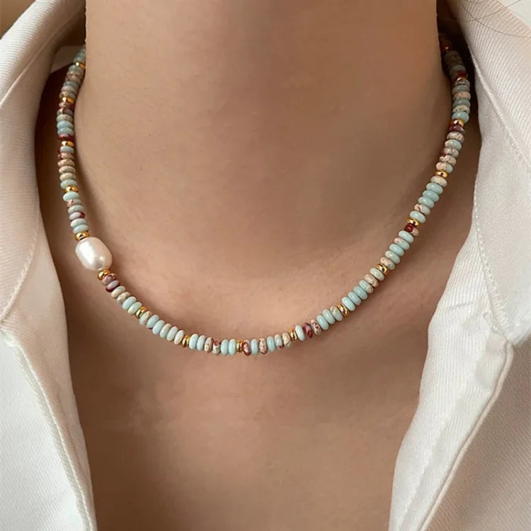 Colourful Natural Stone Jewellery Set - Elena-Chain-The Livary