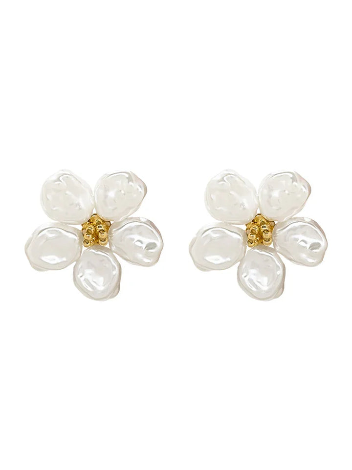 Irregular Pearl Petal Earrings - Celine-The Livary