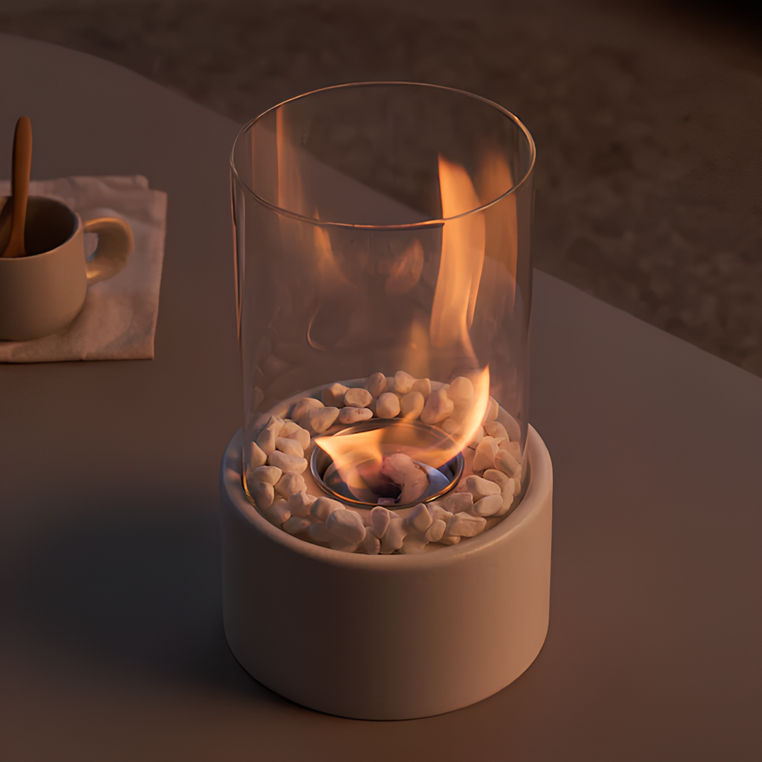 Classic Oil Lamp with Open Flame - Lumora-White-Medium-The Livary