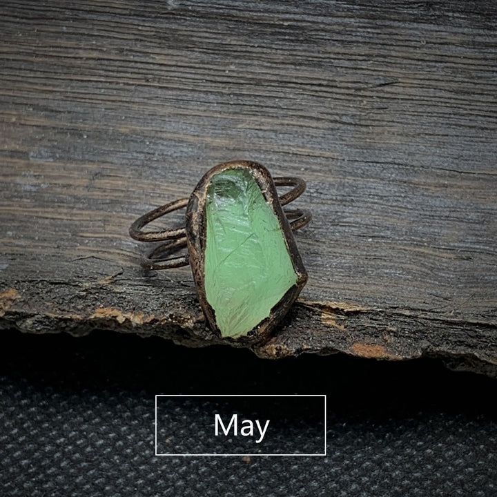 Natural Raw Birthstone Ring - Selina-January & Pomegranate-The Livary