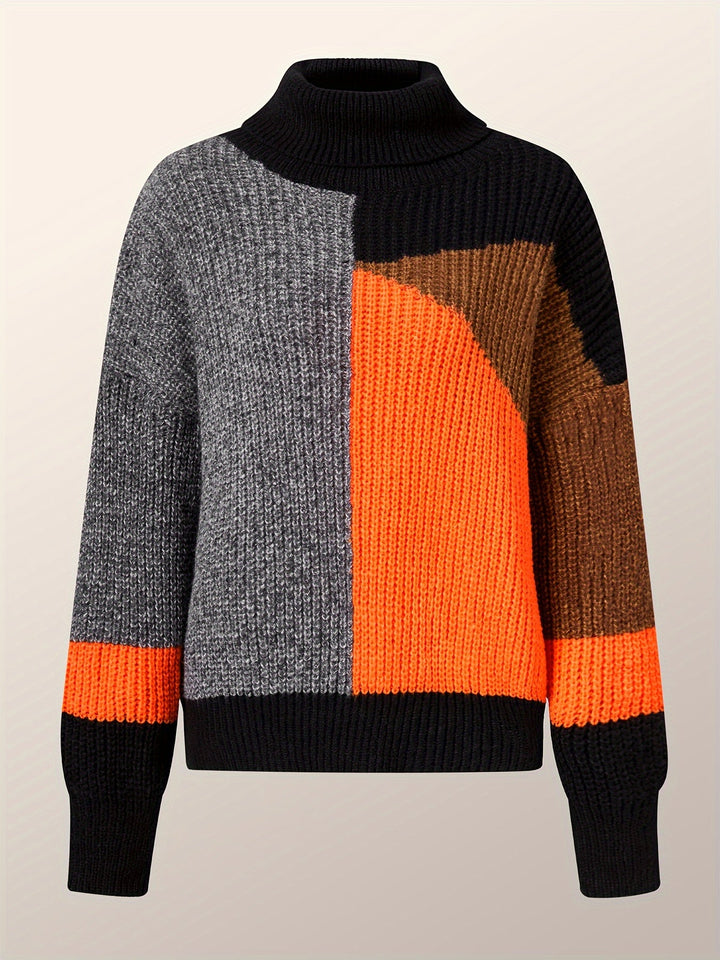 Warm Sweater with Collar - Lorena-Orange-S-The Livary