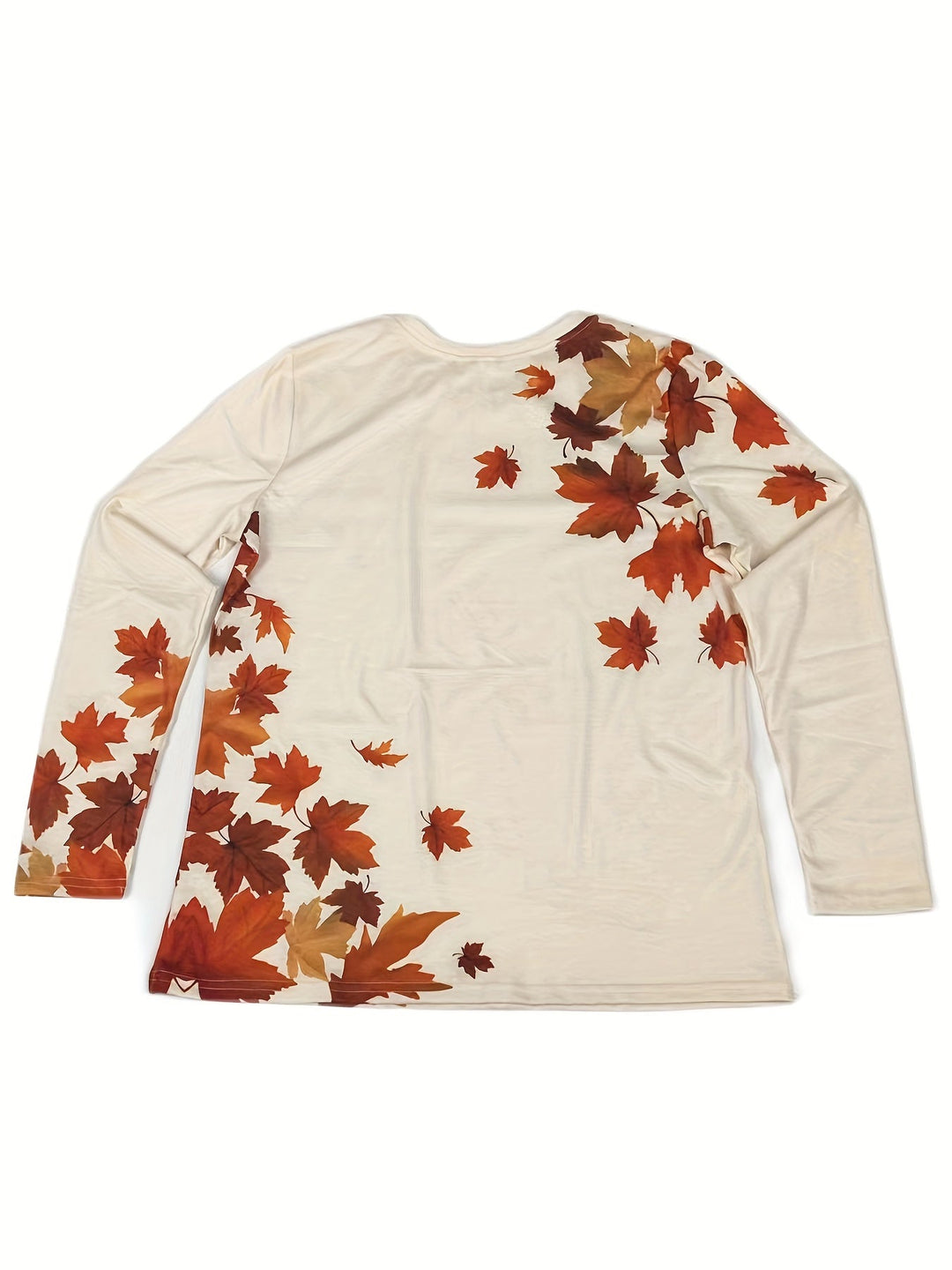 Ladies T-shirt with Maple Leaf Print and Long Sleeves - Elayna-S-The Livary