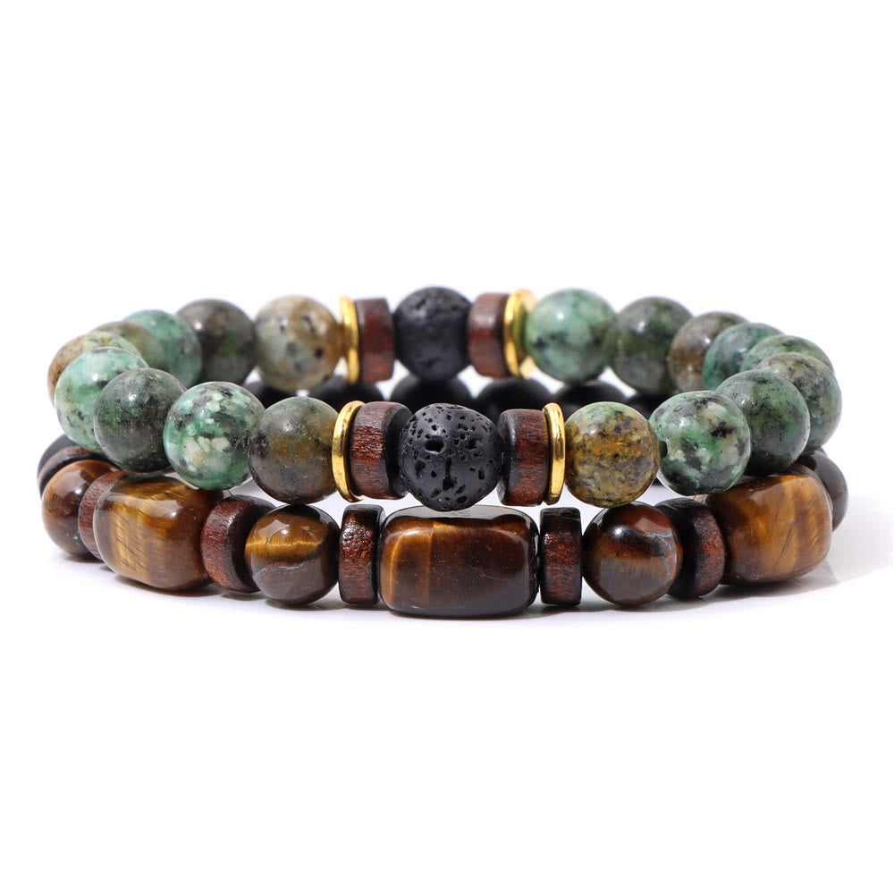 African Turquoise & Tiger Eye Bracelet - Naya-Tiger's eye & African turquoise-The Livary