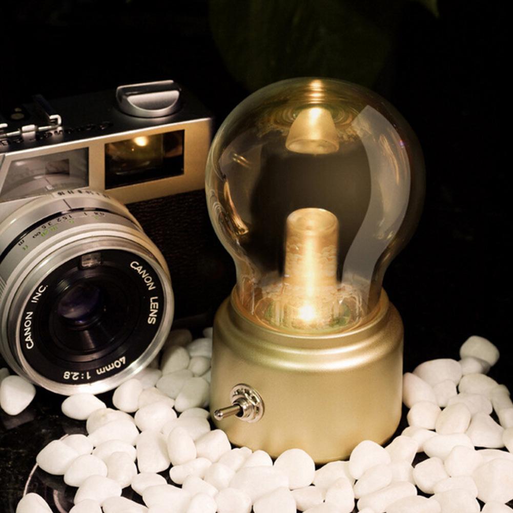 Portable Retro Table Lamp - LumiRetro-Gold-The Livary