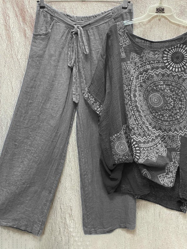 Lightweight Two-Piece Ladies Summer Set - Yara-Grey-S-The Livary