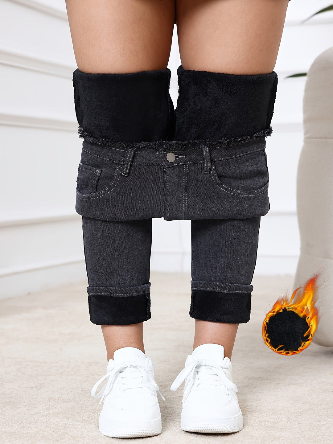 Fleece Lined Skinny Jeans - Eliana-XS-The Livary