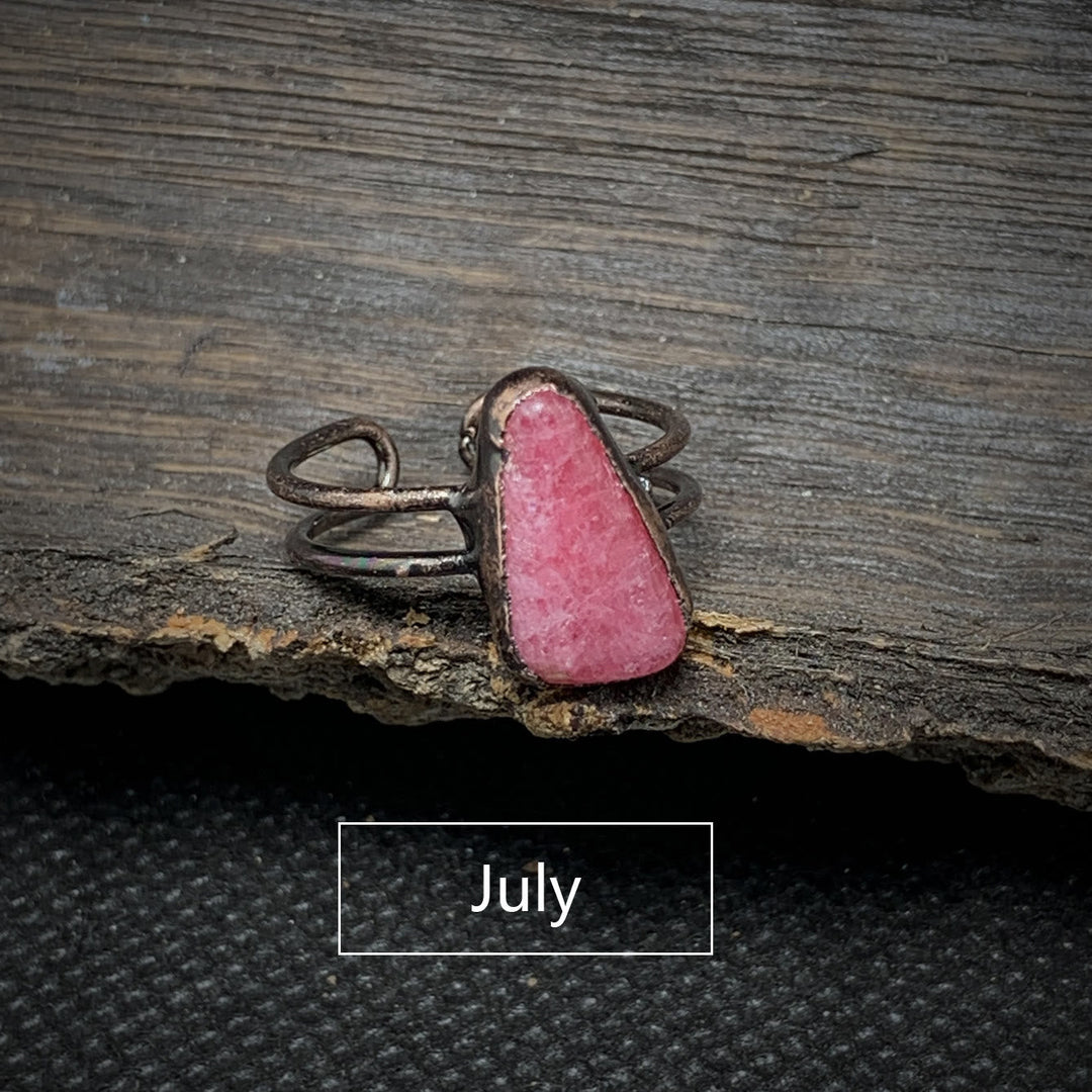 Natural Raw Birthstone Ring - Selina-January & Pomegranate-The Livary