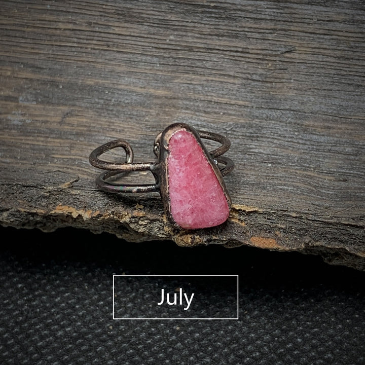 Natural Raw Birthstone Ring - Selina-January & Pomegranate-The Livary