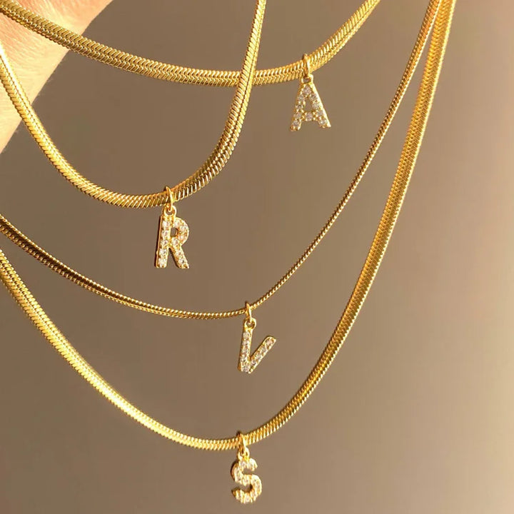 Golden Initials Necklace - Ella-A-The Livary