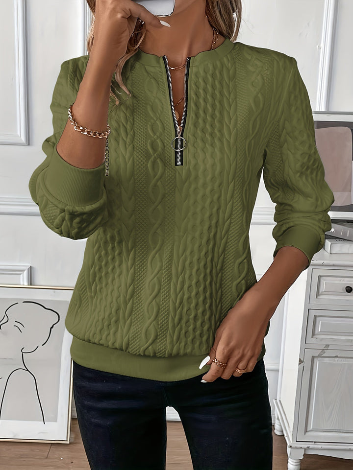Comfortable Zip Jumper for Women - Ella-Green-S-The Livary
