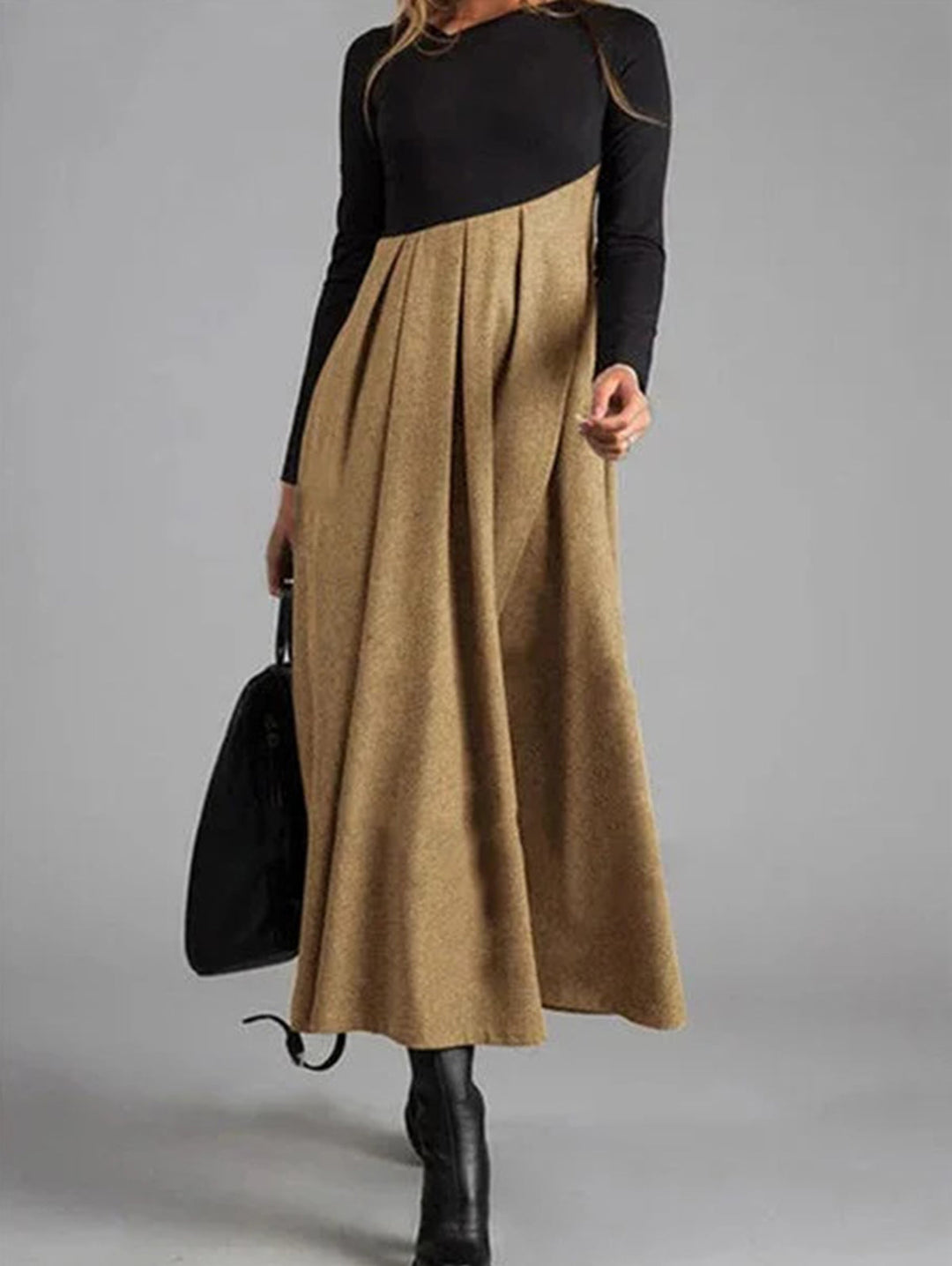 Harmony Dress with Colourful Style - Elina-Khaki-XS-The Livary