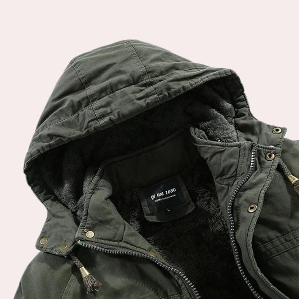 Men's Winter Jacket with Warm Hood - Logan-Green-S-The Livary