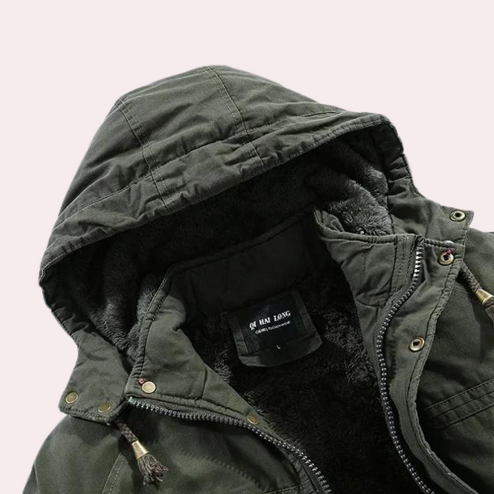 Men's Winter Jacket with Warm Hood - Logan-Green-S-The Livary