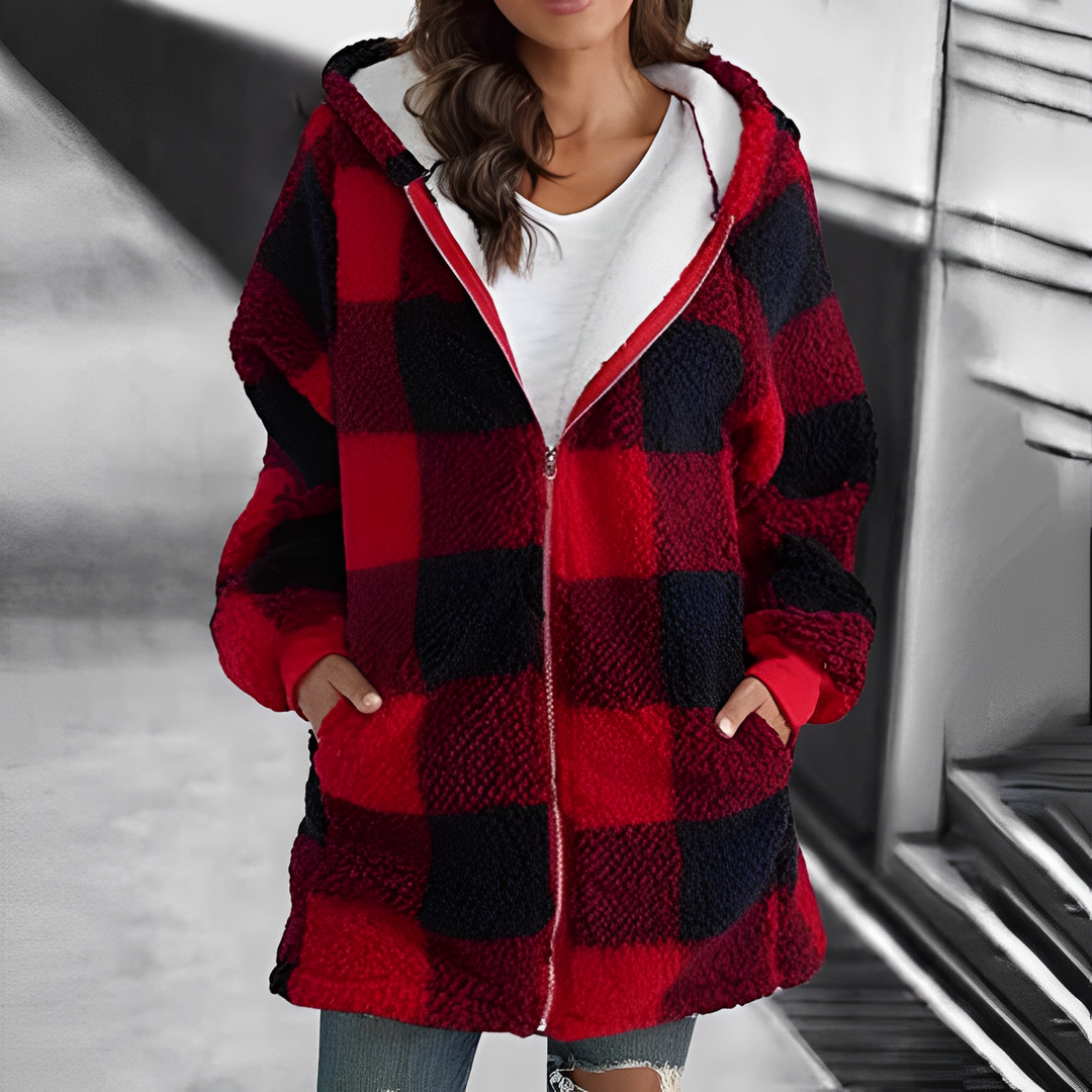 Ladies' Coat with Hood - Camila-Red-S-The Livary