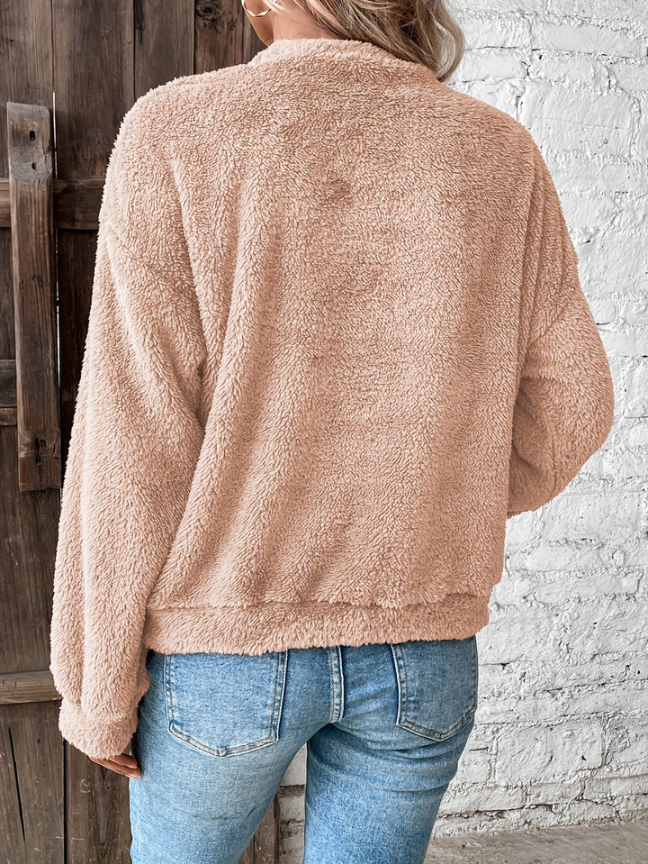 Comfortable Teddy Pullover Sweatshirt - Livia-Light brown-S-The Livary