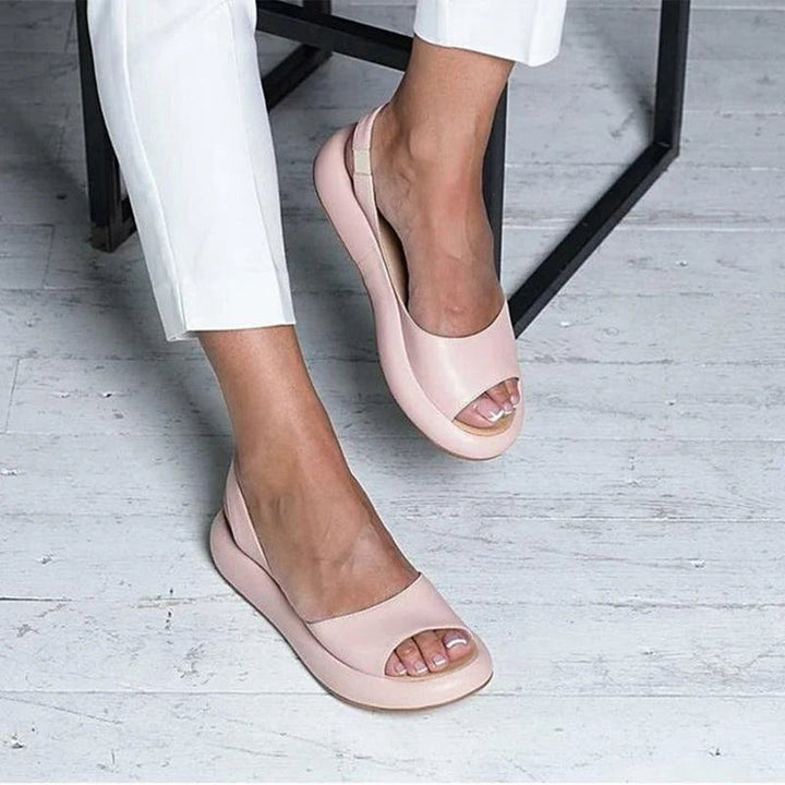 Orthopaedic ladies' comfort sandals with low heel – Livana-Pink-3-The Livary