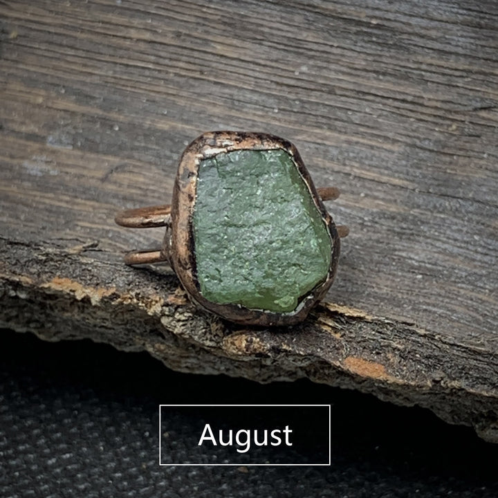 Natural Raw Birthstone Ring - Selina-January & Pomegranate-The Livary