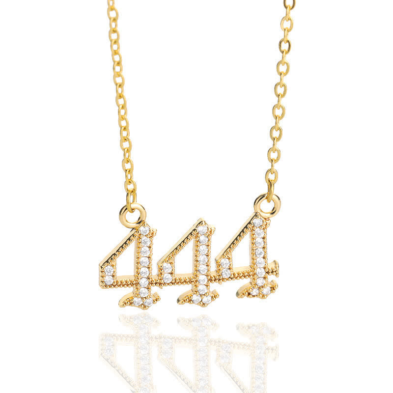 Zirconia Angel Numbers Necklace - Seraphina-Gold-444-The Livary