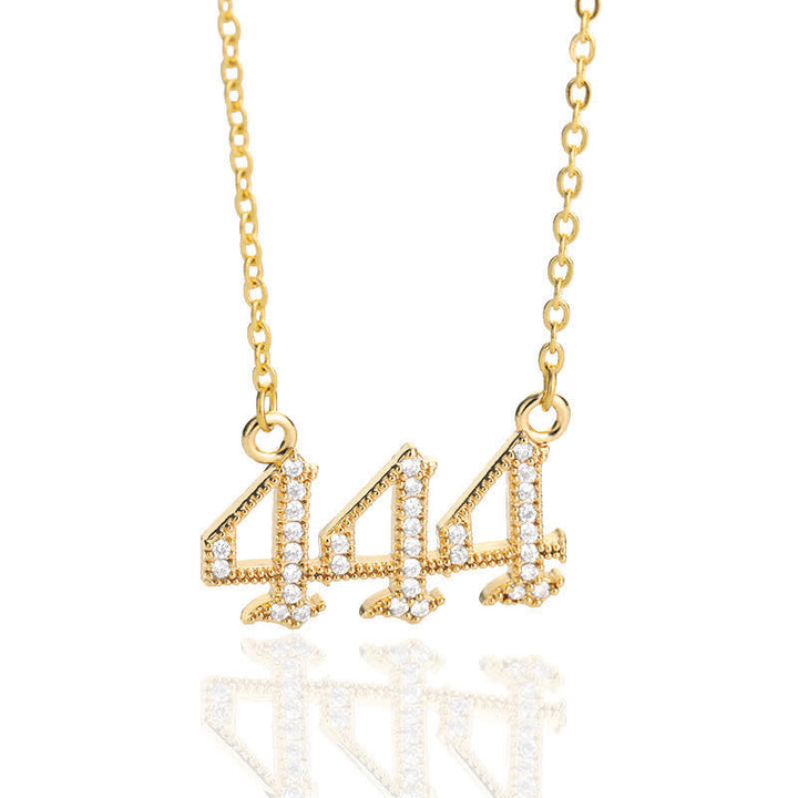 Zirconia Angel Numbers Necklace - Seraphina-Gold-444-The Livary