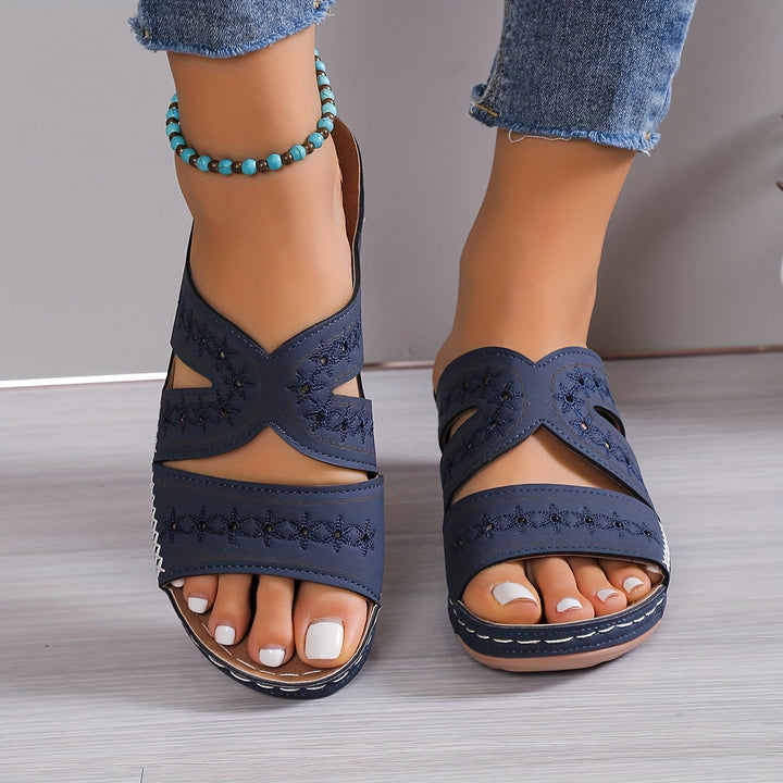 Comfortable orthopedic comfort sandals for women with support – Marla-Blue-3-The Livary